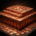 Copper Vault Mega Stack Bundle — 100 × 1kg + 100 × 5kg Bars + 500 Coins — 615kg Copper