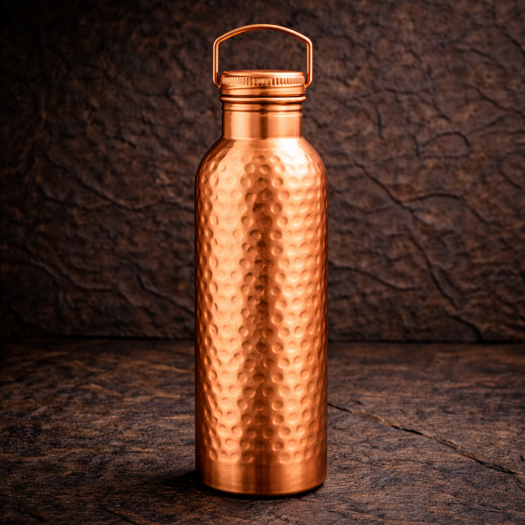 Copper Vault Pure Copper Water Bottle — Hammered Finish — 1 Litre