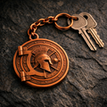 Copper Vault Keychain — Spartan Helmet Vault Door Design