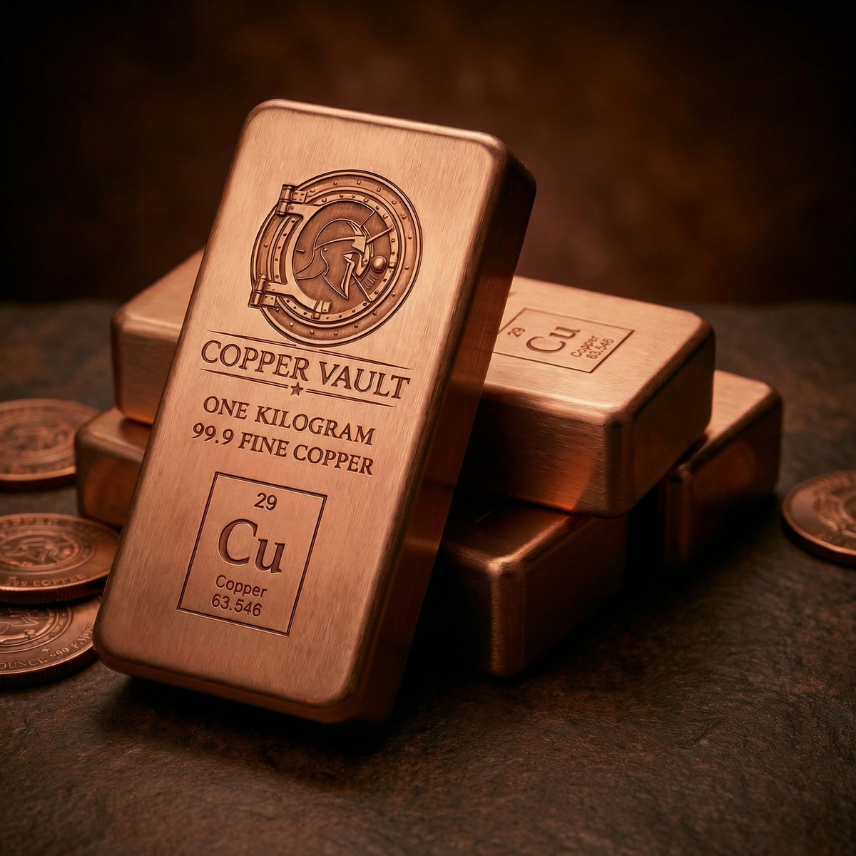 Copper Bar Sample Copper Vault 1kg Solid Copper Bullion Bar — 99.9 Fine Copper