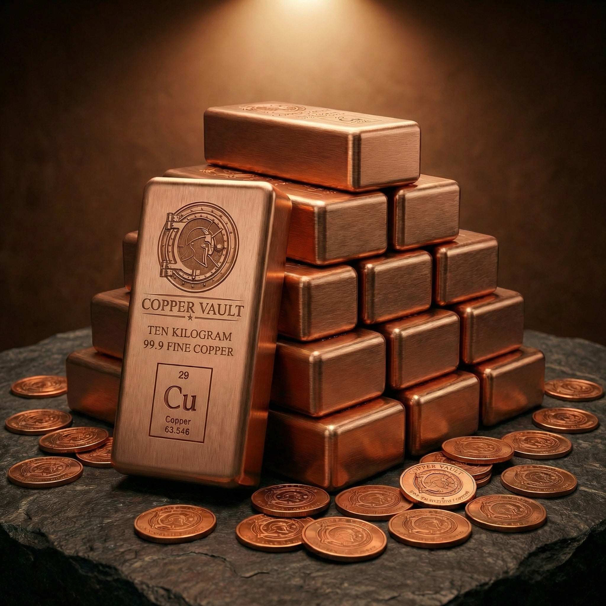 Copper Vault 100kg Copper Bar Stack — 10 × 10kg Bars