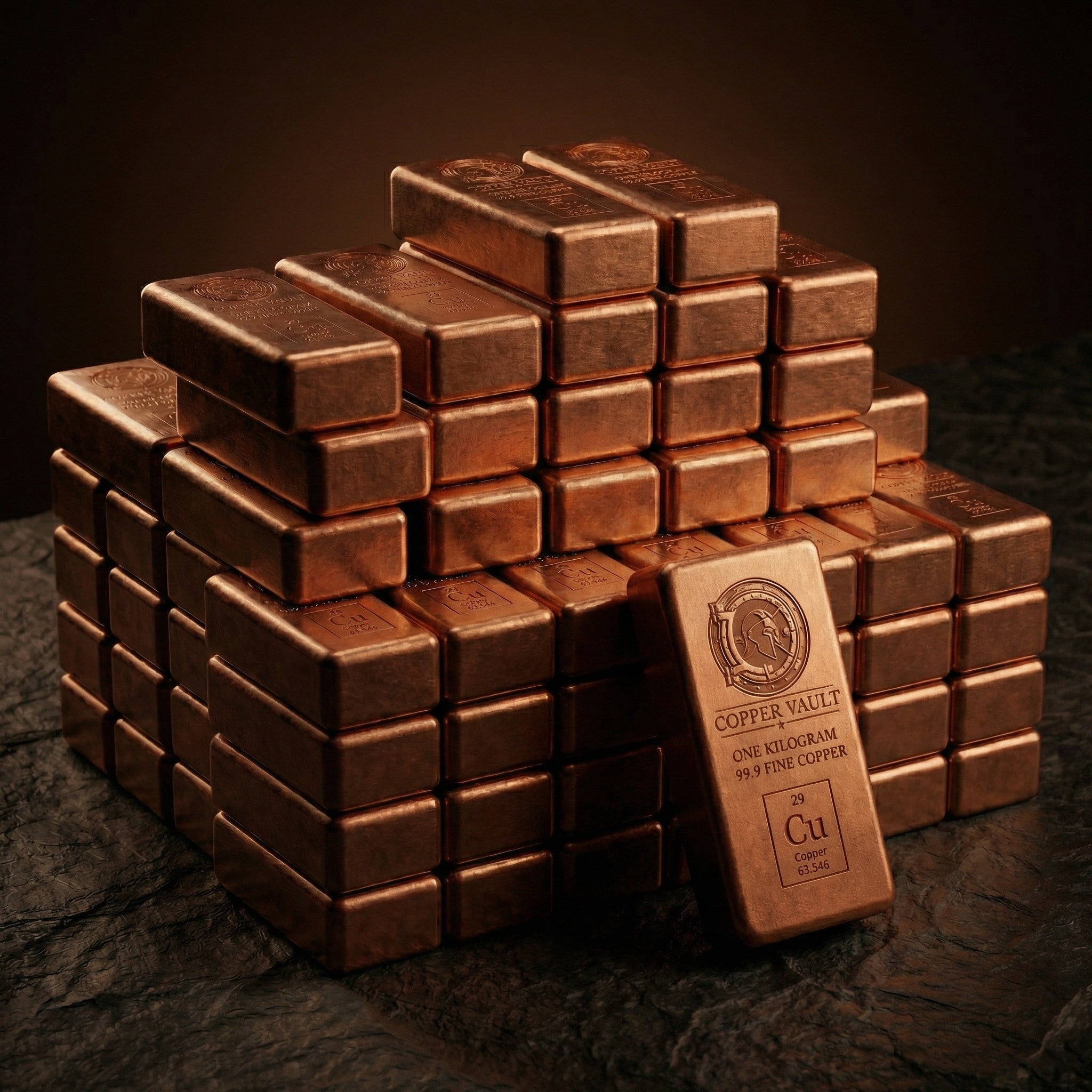 Copper Vault 100kg Copper Bar Stack — 100 × 1kg Bars