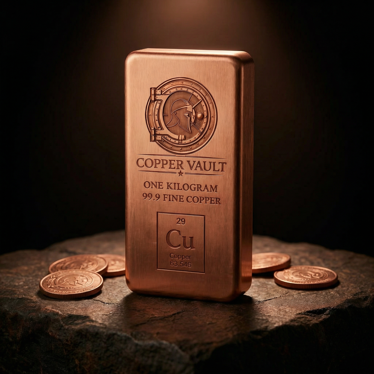 Copper Vault 1kg Solid Copper Bullion Bar — 99.9 Fine Copper
