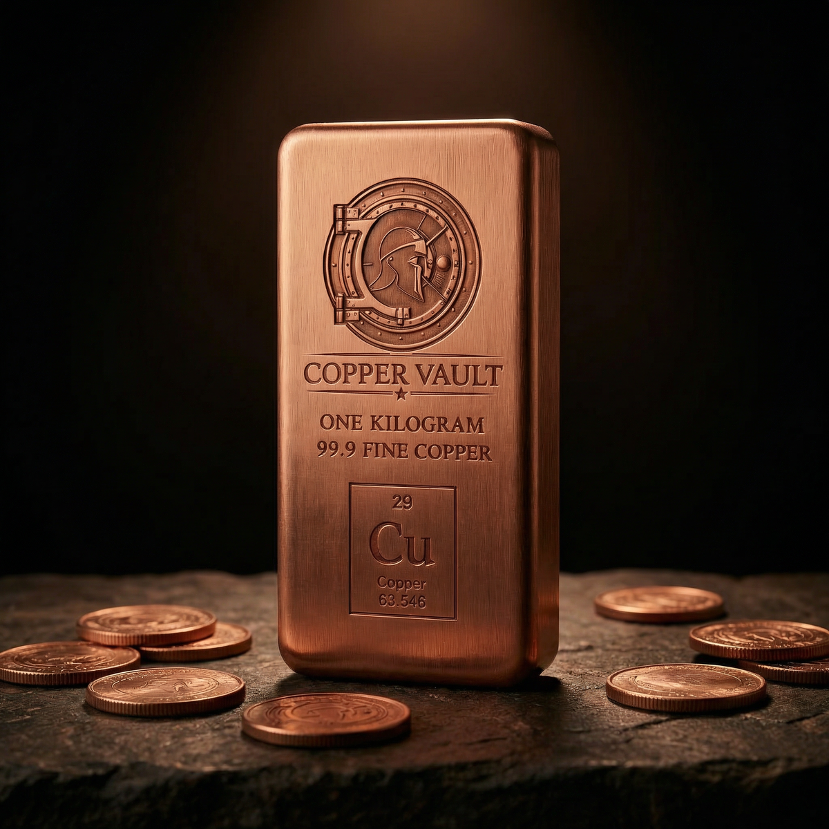 Copper Vault 1kg Solid Copper Bullion Bar — 99.9 Fine Copper