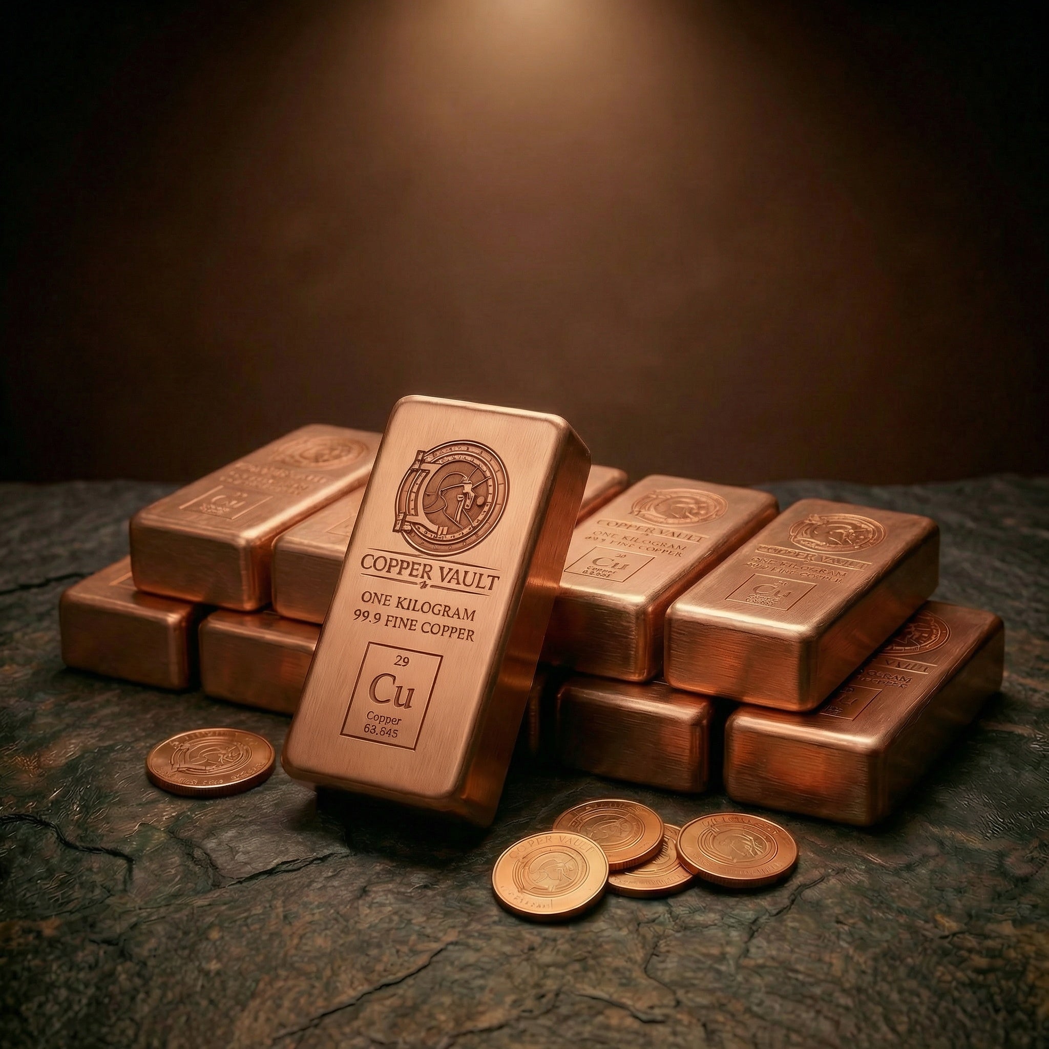 Copper Vault 10kg Copper Bar Stack — 10 × 1kg Bars