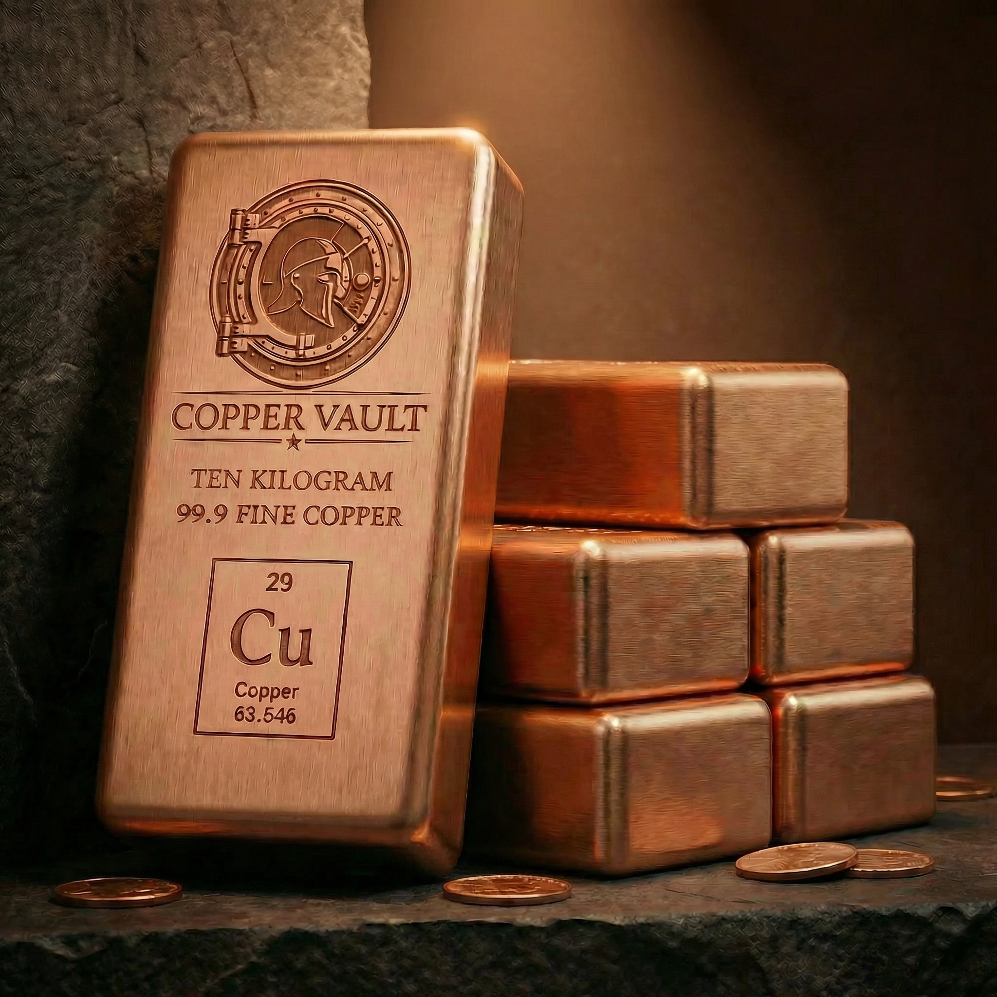 Copper Vault 10kg Copper Bar Stack — 10 × 1kg Bars